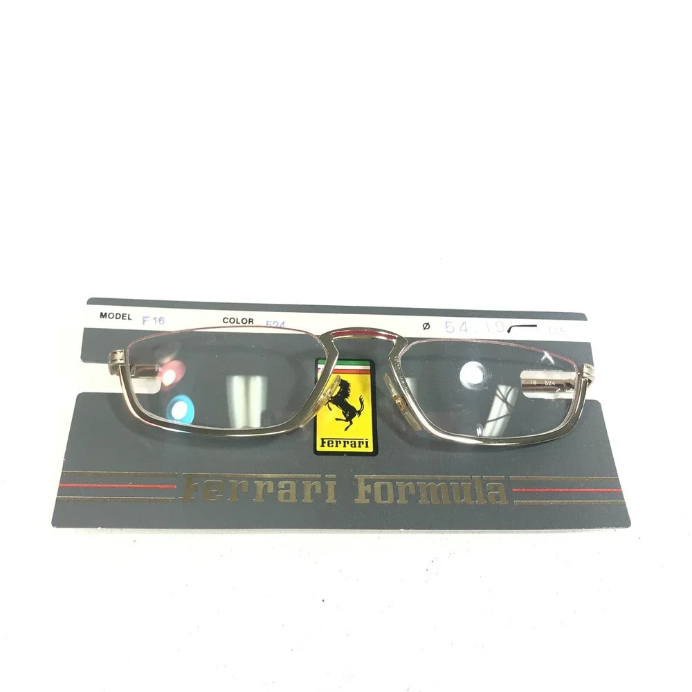 Ferrari F-16 524 Eyeglasses Frames Gold Rectangular Half Rim 54-19-145